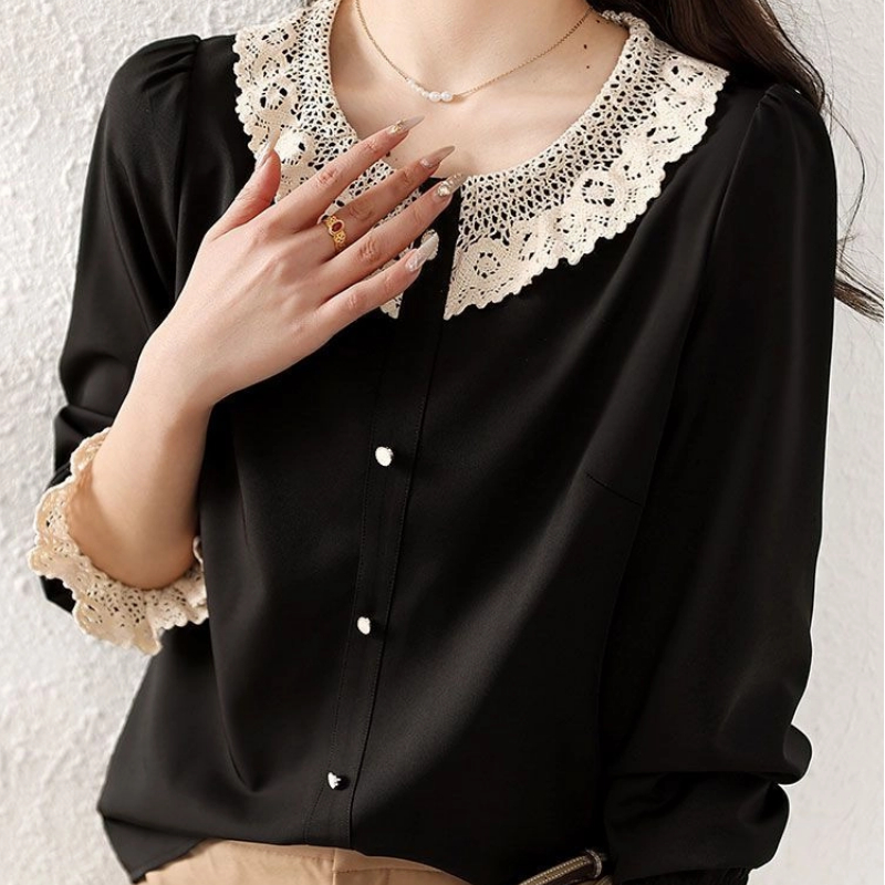 Winter Clothing Vintage - Women Clothes Contrast Patchwork Elegant Blouse