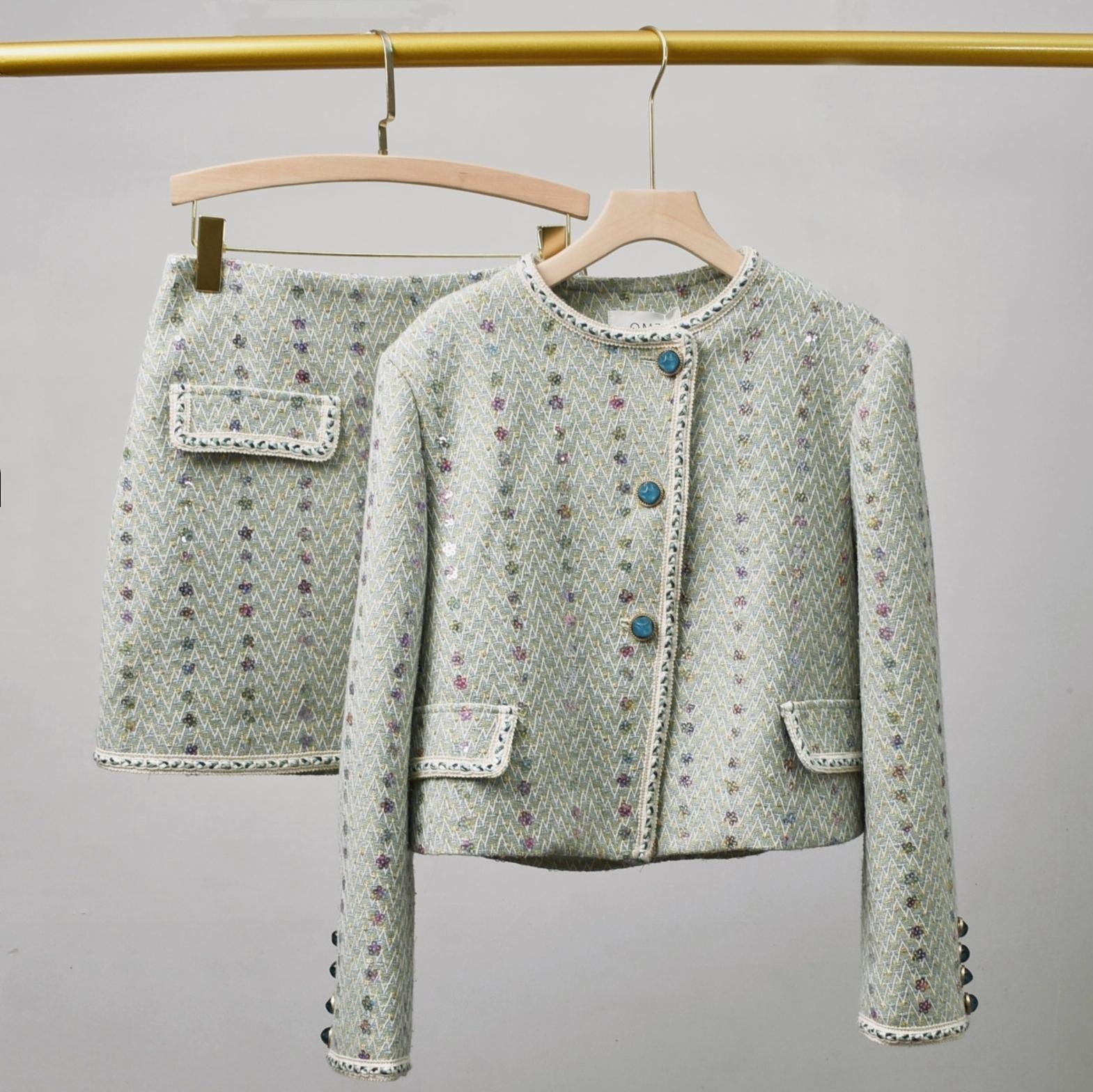 Winter Clothing Vintage - Women Elegant Tweed Luxury Suit Jacke
