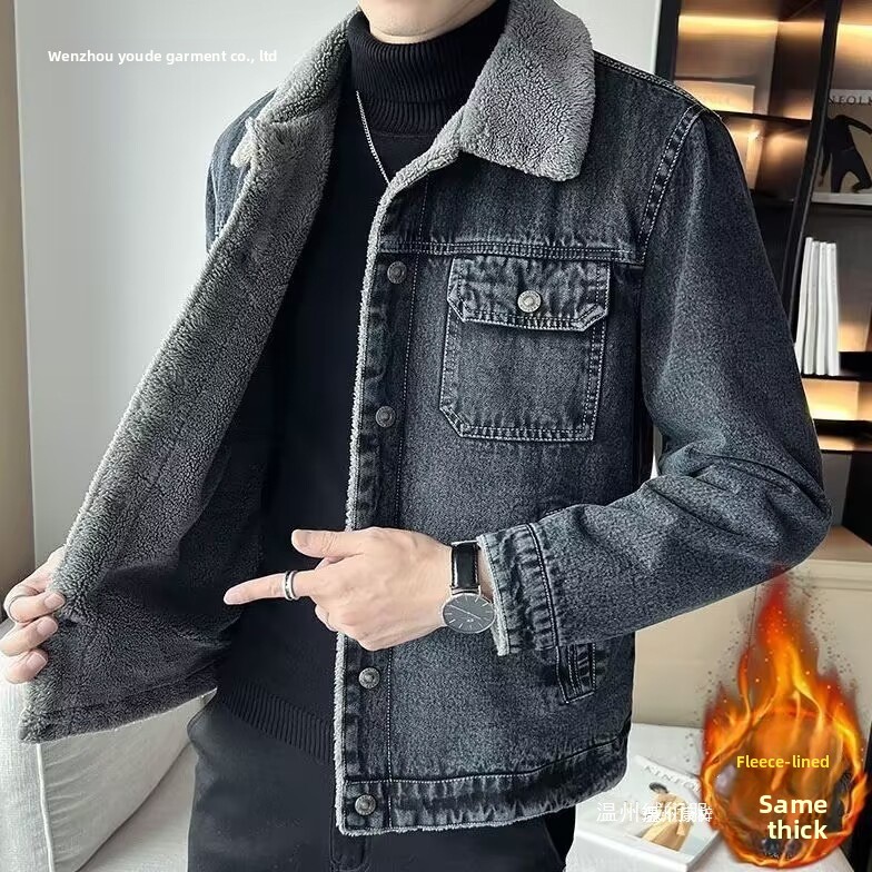Men's Denim Jacket with Added  - Winter Clothing Work ulasan dan harga