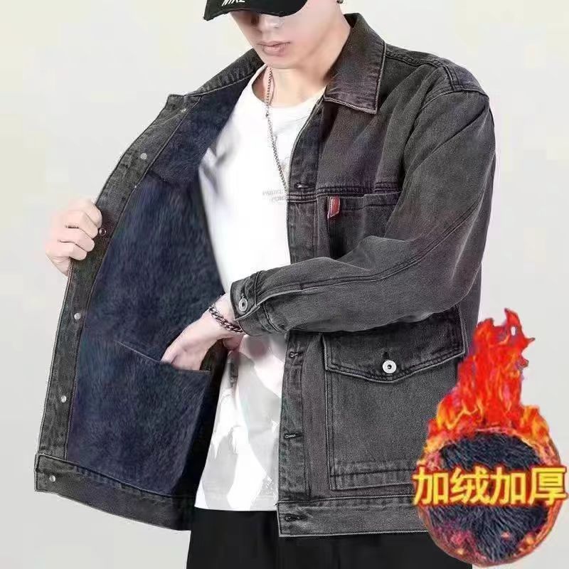 Men's Denim Jacket with Added  - Winter Clothing Work ulasan dan harga