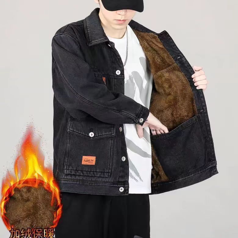 Men's Denim Jacket with Added  - Winter Clothing Work ulasan dan harga