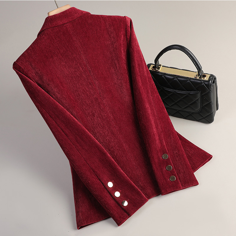 Yellow Gold Velvet Blazer Wome - Winter Clothing Work ulasan dan harga