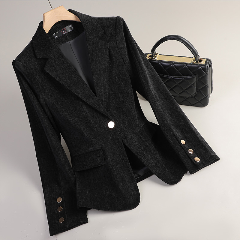 Yellow Gold Velvet Blazer Wome - Winter Clothing Work ulasan dan harga