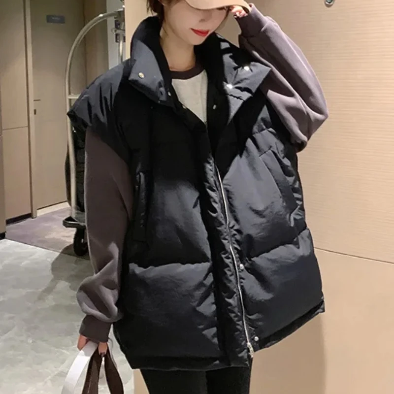 Solid Color Zipper Women's Ves - Winter Clothing Work ulasan dan harga