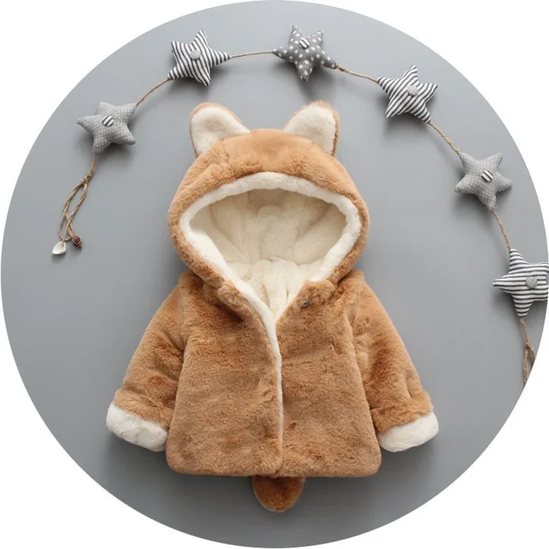 Cute Cat Ears Plush Baby Jacke - Winter Clothing Baby ulasan dan harga