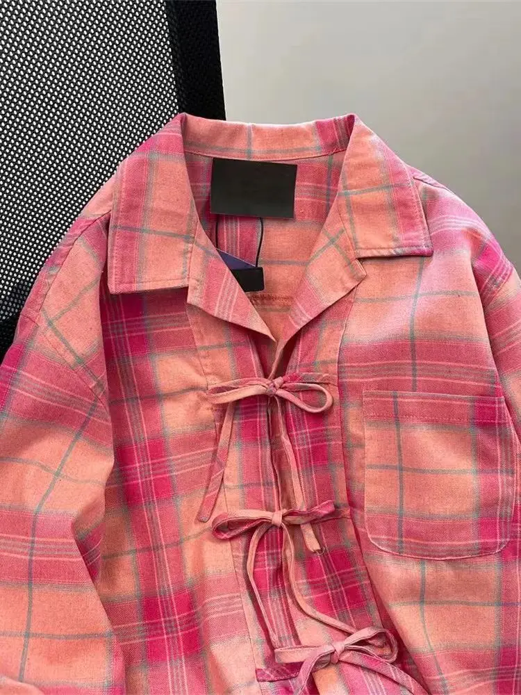 Y2k American Vintage Pink Plai - Winter Clothing Vintage ulasan dan harga